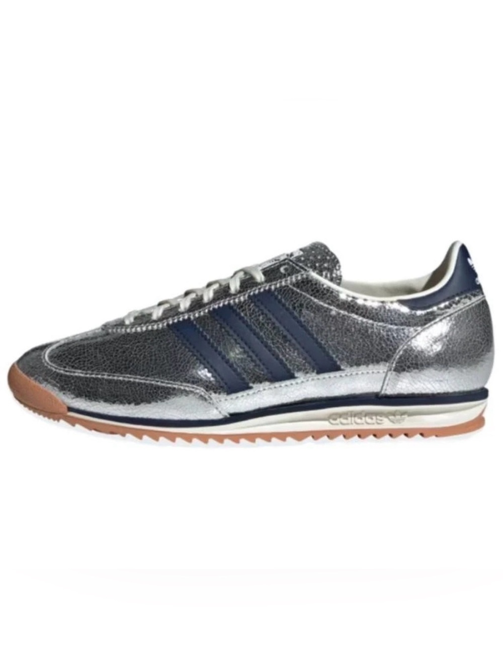 New! Adidas Women's Collegiate SL72 OG Metallic Silver/Navy Sneaker Size 6